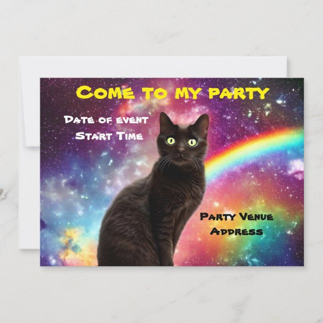 Inbjudan till Space Cat Party (Framsida)