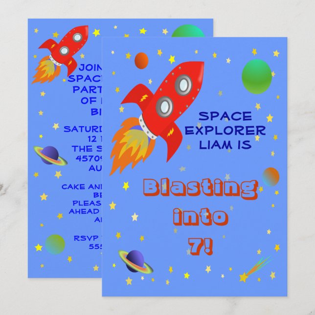 Inbjudan till Space Explorer 5x7 (Fram/baksida)