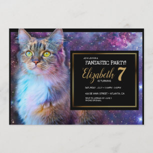 Inbjudan till Space Lila Cat Party