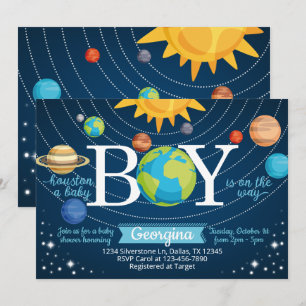 Inbjudan till Space Solar System Baby Shower Inbju