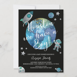 Inbjudan till Space Watercolor Baby Shower
