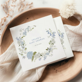 Inbjudan till spädbarn med ömtålig blå Blommigt Pappersservett