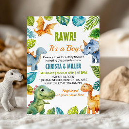 Inbjudan till spädbarnshögtalare för Cute Dinosaur