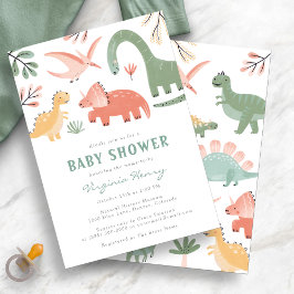 Inbjudan till spädbarnshögtalare för Cute Dinosaur