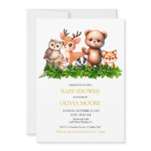 Inbjudan till spädbarnshuggare för cute Forest Ani