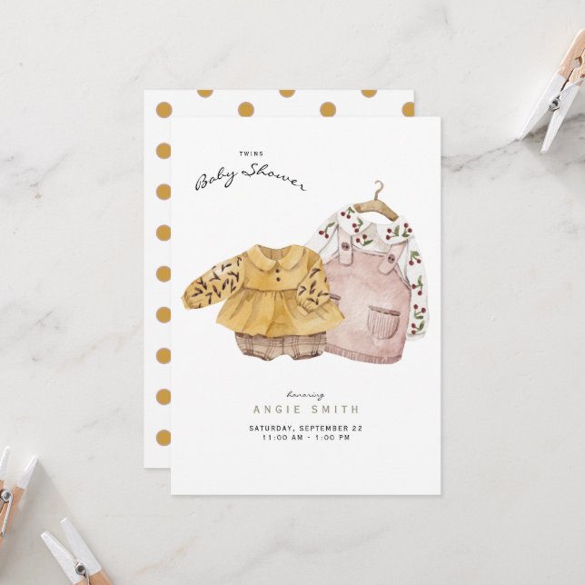 Inbjudan till spädbarnshuggare för tvillingflickor (Fram/Back In Situ)