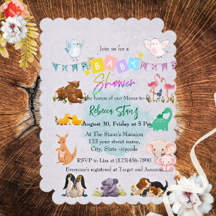 Inbjudan till spädbarnshuggare i Cute Fauna Mamma-