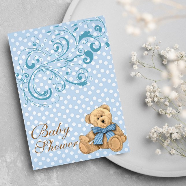 Inbjudan till spädbarnsskor för Cute Blue Polka do (Cute Blue Polka Dots Baby Shower )