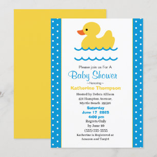 Inbjudan till spädbarnsskor för Cute Gult Ducky Bo