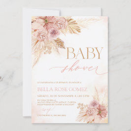 Inbjudan till Spaniens Rosa och Beige Pampas Baby 