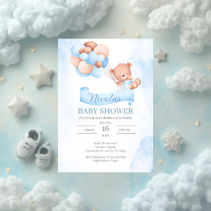 Inbjudan till spanska Blue Bear Baby Shower