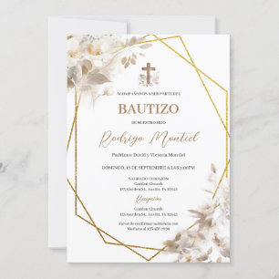 Inbjudan till spanska Boho Baptism-Blommigten