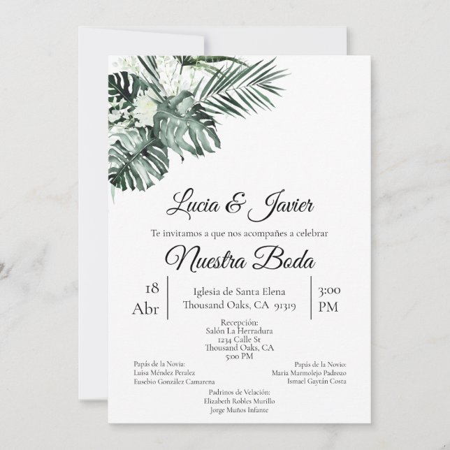 Inbjudan till Spanska Grey Wedding (Framsida)