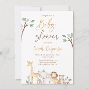 Inbjudan till spanska Safari Baby Shower