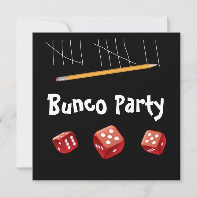 Inbjudan till spel och Bunco Dice (Framsida)