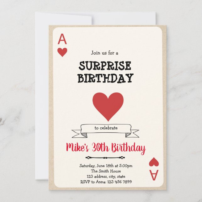 Inbjudan till spelkort på kasino (Framsida)