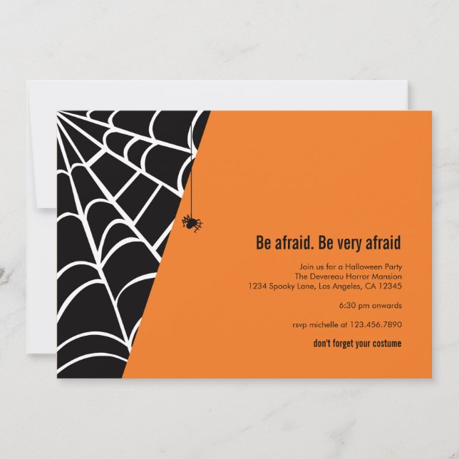 Inbjudan till Spider Spider Halloween fest (Framsida)