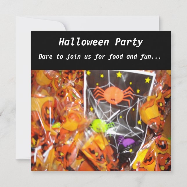 Inbjudan till Spiders och Pumpkins Halloween fest (Framsida)