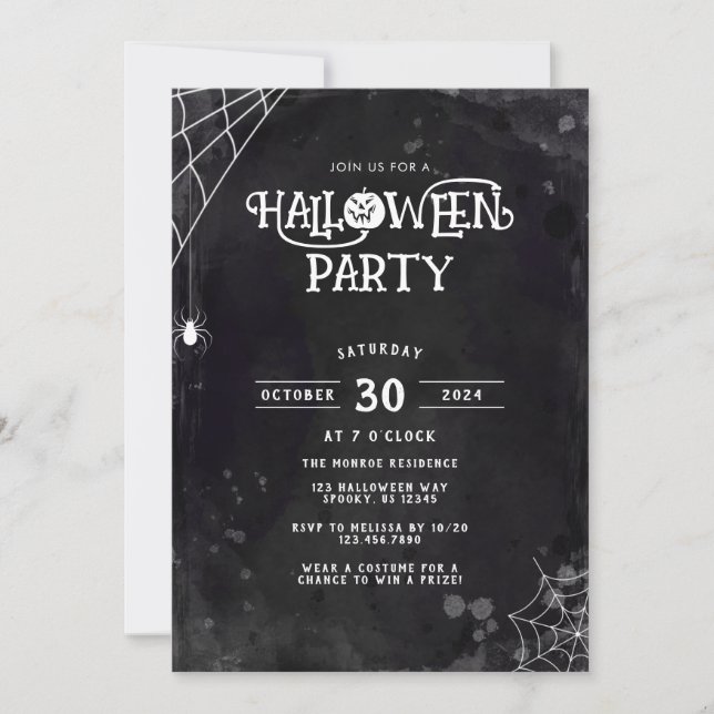 Inbjudan till Spindelnät Halloween fest (Framsida)