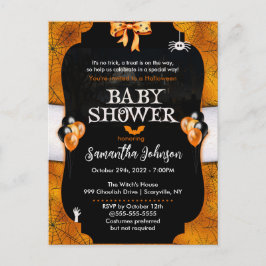 Inbjudan till spindelnätet Halloween Baby Shower Vykort