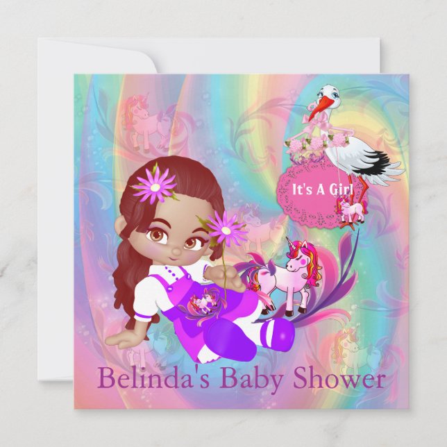 Inbjudan till Spiral Babykläder med färgstark regn (Framsida)