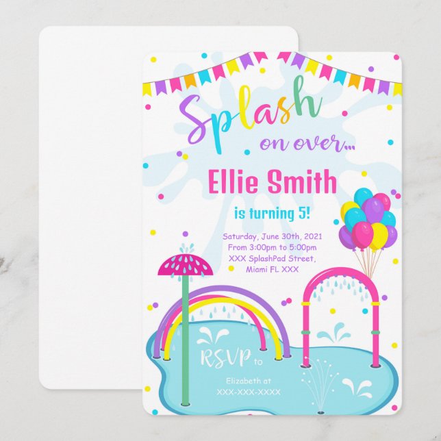 Inbjudan till Splash Pad (Fram/baksida)