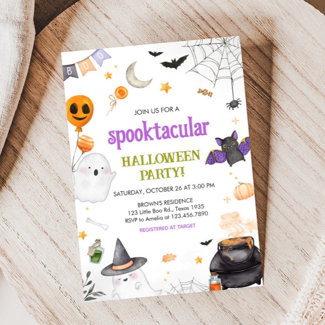 Inbjudan till Spooktacular Ghost Halloween fest (Ghost Spooktacular Halloween Party Invitation)