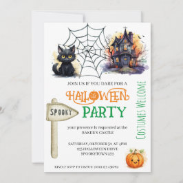 Inbjudan till Spooky Cat och Castle Halloween fest