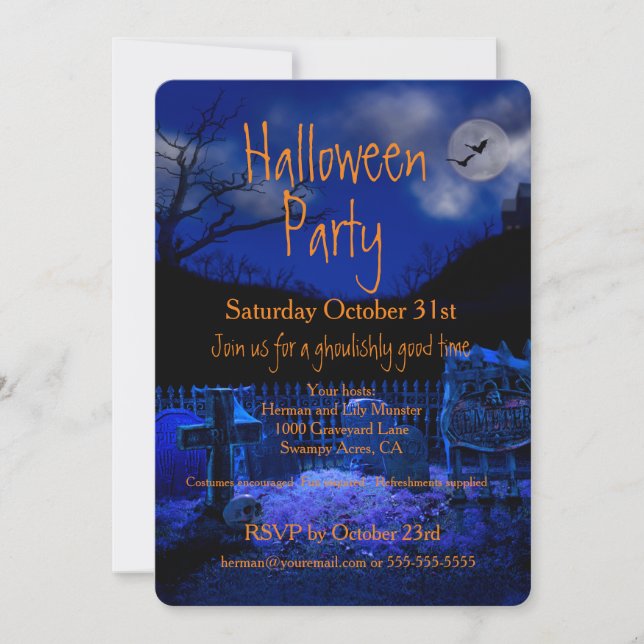 Inbjudan till Spooky Graveyard Halloween fest (Framsida)