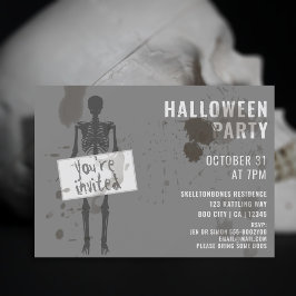 Inbjudan till Spooky Grunge Skeleton Halloween fes