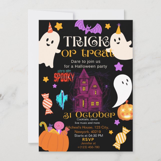 Inbjudan till Spooky Halloween fest (Framsida)