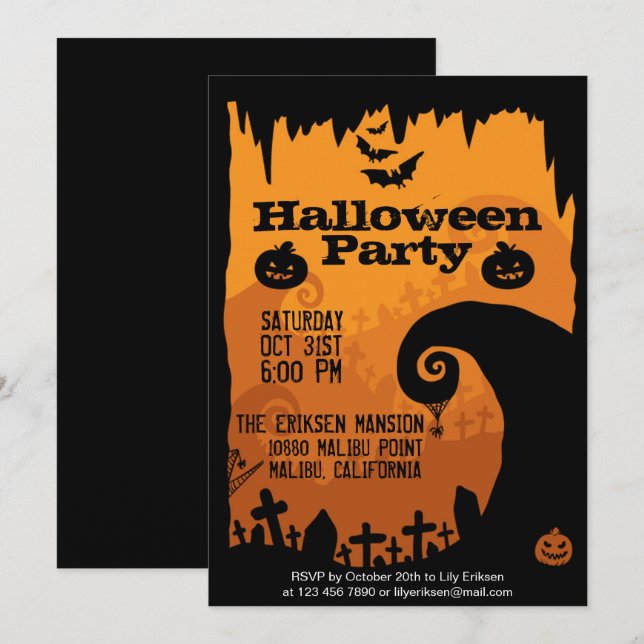 Inbjudan till Spooky Halloween fest (Fram/baksida)