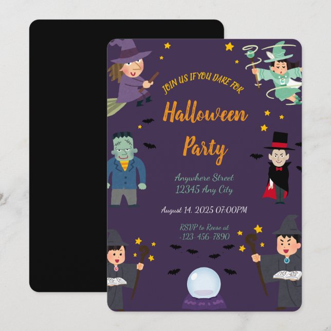 Inbjudan till Spooky Halloween fest (Fram/baksida)