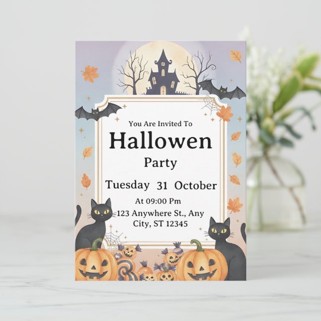 Inbjudan till Spooky Halloween fest | Redigerbar t (Stående Fram)