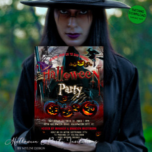 Inbjudan till Spooky Pumpkins Witch Halloween fest