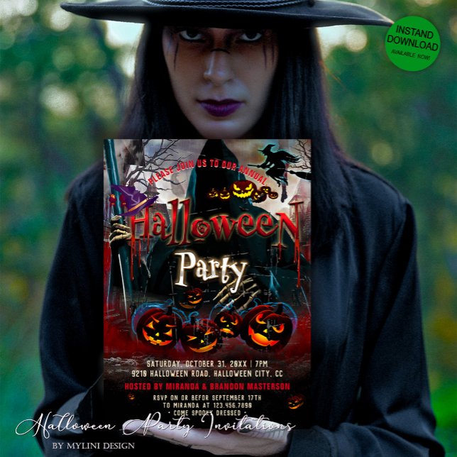 Inbjudan till Spooky Pumpkins Witch Halloween fest (Skapare uppladdad)