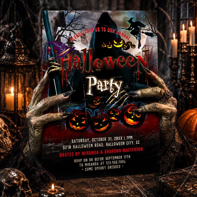 Inbjudan till Spooky Pumpkins Witch Halloween fest (Skapare uppladdad)