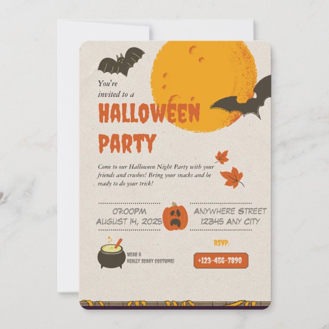 Inbjudan till Spooky Sak Halloween fest (Framsida)