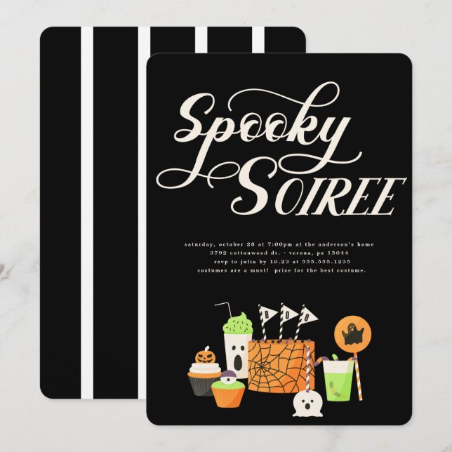 Inbjudan till Spooky Soiree Halloween fest (Fram/baksida)
