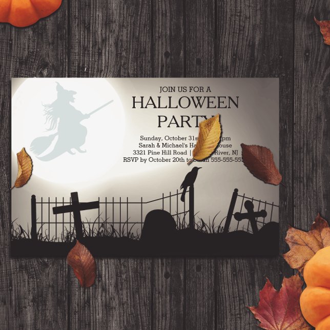 Inbjudan till Spooky Witch Graveyard Halloween fes (Skapare uppladdad)