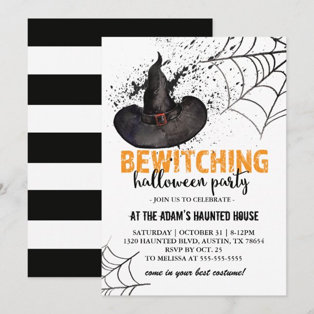 Inbjudan till Spooky Witch Halloween fest (Fram/baksida)