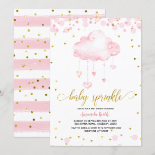 Inbjudan till Sprinkle-Baby för Guld och Rosa Rain
