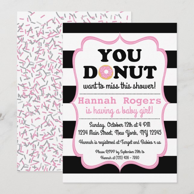 Inbjudan till Sprinkle Donut Baby Shower (Fram/baksida)