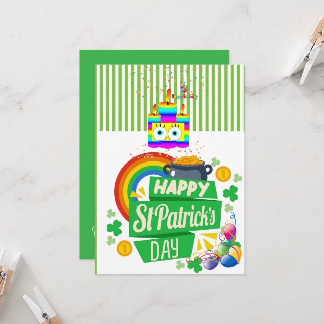 Inbjudan till St. Patrick-Day Grattis på födelseda (Fram/Back In Situ)