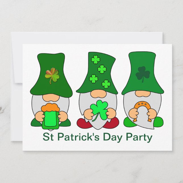 Inbjudan till St patricks day Gnomies 5x7 (Framsida)
