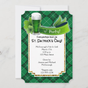 Inbjudan till St. Patricks Day Grönt Öl Party
