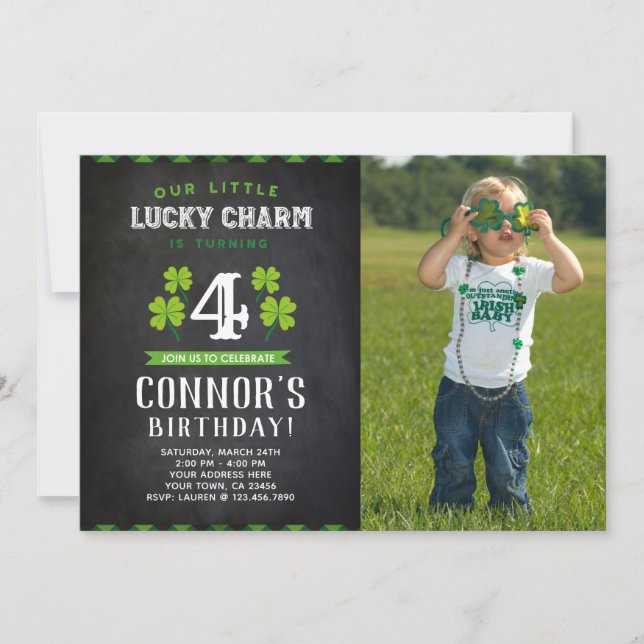 Inbjudan till st patrick's day på födelsedagen med (Framsida)