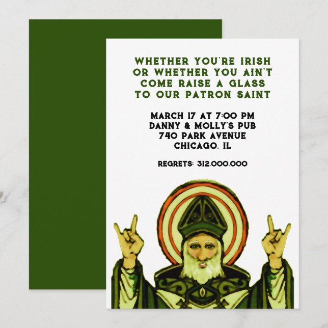 Inbjudan till St. Patricksfesten (Fram/baksida)