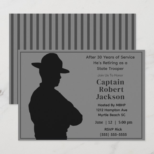 Inbjudan till State Trooper Pension (Fram/baksida)