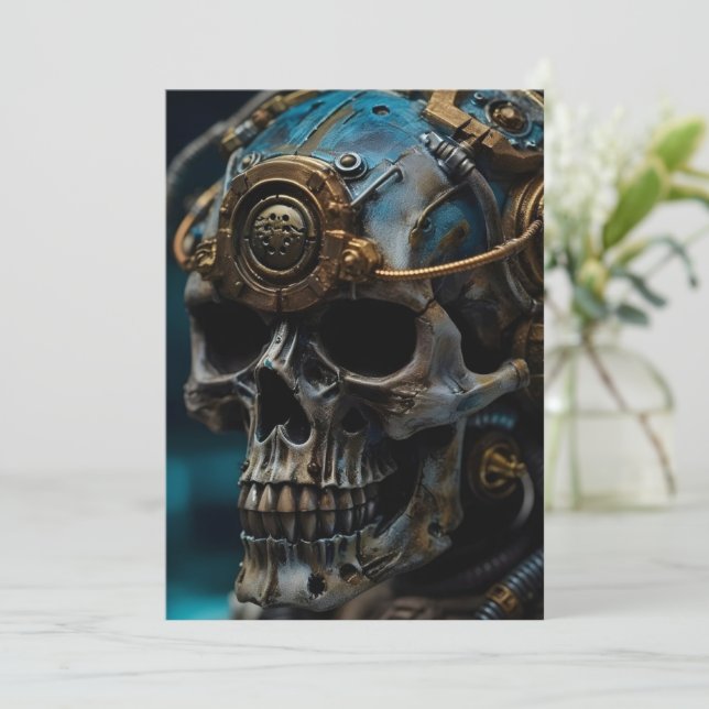 Inbjudan till Steampunk Skull Halloween fest (Stående Fram)